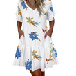 Robe élégante à volants imprimés pour femme, avec poches