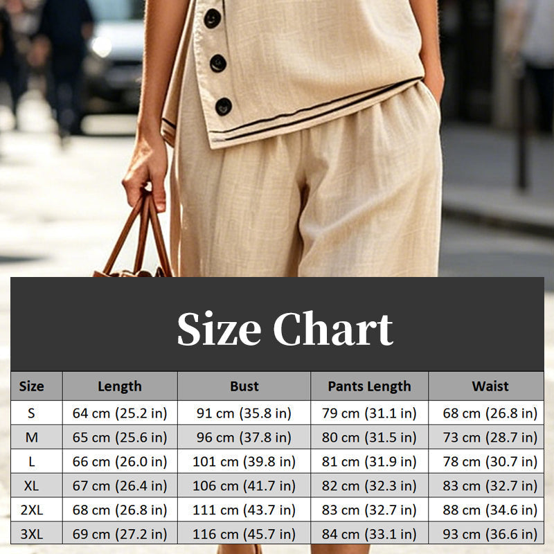 Ensemble composé d'un haut sans manches et d'un short à jambes larges pour femme