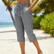 Pantalon capri à carreaux d'été pour femme