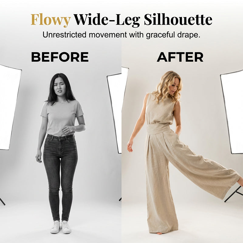 💥 NOUVEAUTÉ : -50 % 🔥 Ensemble 2 pièces pour femme (haut et pantalon à jambes larges) – moderne, élégant et fluide ✨