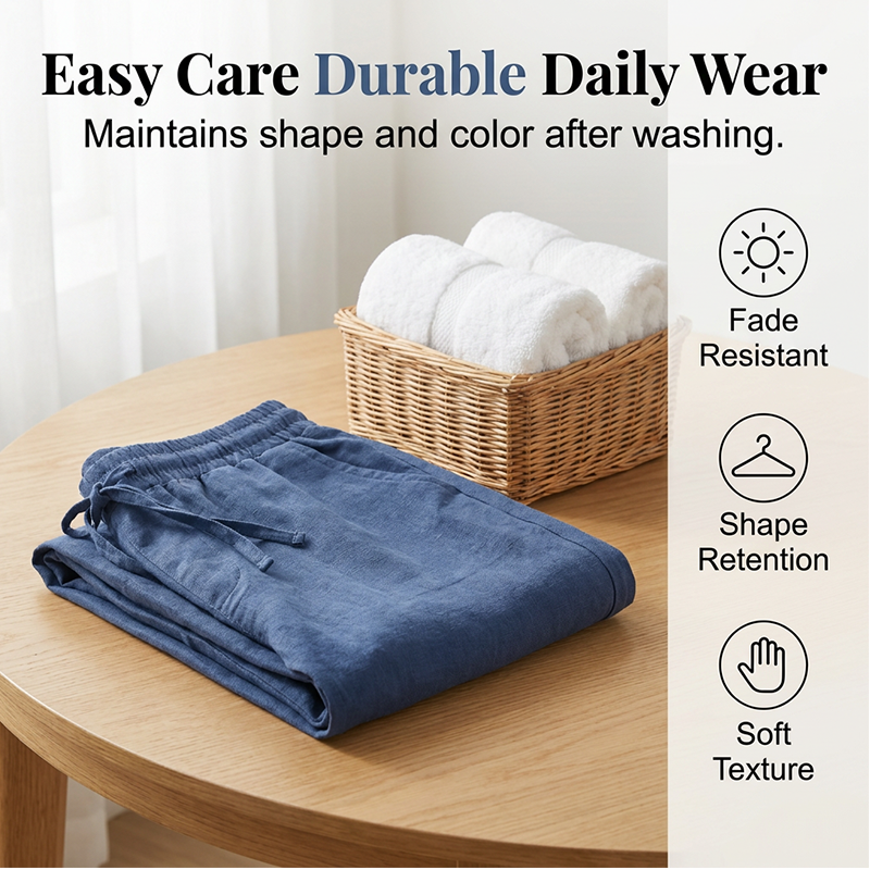 Women's Cotton Linen Loose Drawstring Wide Leg Pants