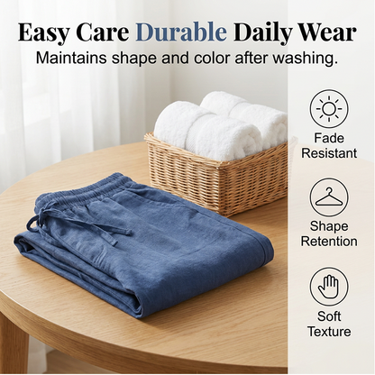 Women's Cotton Linen Loose Drawstring Wide Leg Pants