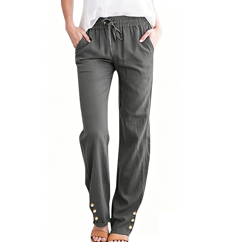 Women's Cotton Linen Loose Drawstring Wide Leg Pants