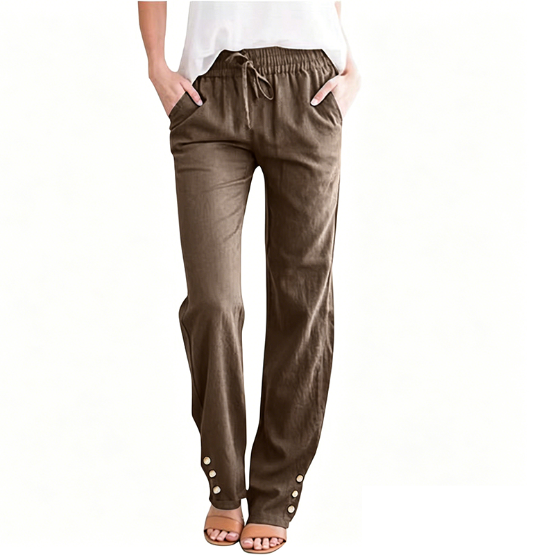 Women's Cotton Linen Loose Drawstring Wide Leg Pants