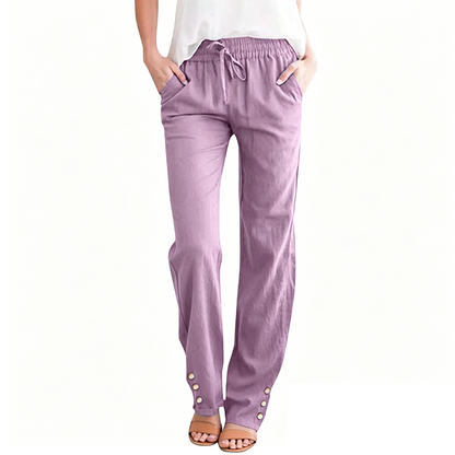 Women's Cotton Linen Loose Drawstring Wide Leg Pants