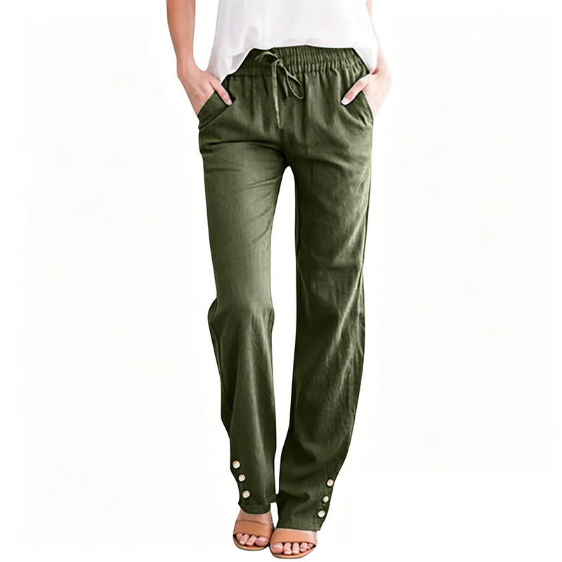 Women's Cotton Linen Loose Drawstring Wide Leg Pants