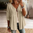 👚Women's V-Neck Lace Trim Button-Down Blouse– Elegant Everyday Top✨