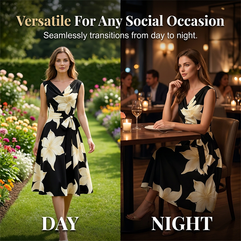 📢 Mi-saison : −50 % – ne ratez pas cette offre ! ⏰Robe sans manches à imprimé floral pour femme👗