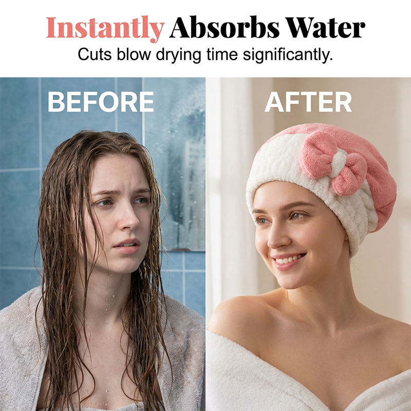 💦2+1 gratuit💦Bonnet séchoir à cheveux ultra-absorbant avec nœud💆‍♀️