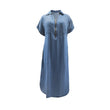 🔥 Jusqu'à -50% sur toute la collection ! Robe longue en jean zippée à col en V pour femme