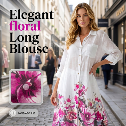 👗🌸Ensemble deux pièces composé d'une longue chemise imprimée pour femme et d'un pantalon large