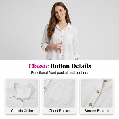 👗🌸Ensemble deux pièces composé d'une longue chemise imprimée pour femme et d'un pantalon large
