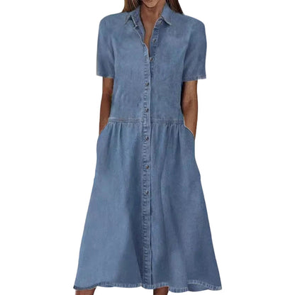 🔥 Jusqu'à -50% sur toute la collection ! Robe chemise en jean élégante et décontractée pour femme