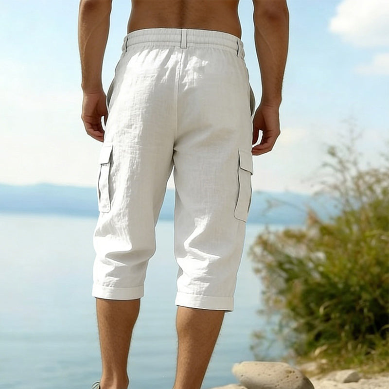 👖Pantalon capri cargo en lin mélangé pour homme🌬️ Léger, respirant et conçu pour le confort
