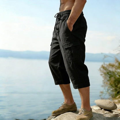 👖Pantalon capri cargo en lin mélangé pour homme🌬️ Léger, respirant et conçu pour le confort