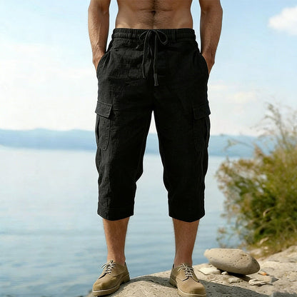 👖Pantalon capri cargo en lin mélangé pour homme🌬️ Léger, respirant et conçu pour le confort