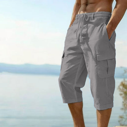 👖Pantalon capri cargo en lin mélangé pour homme🌬️ Léger, respirant et conçu pour le confort
