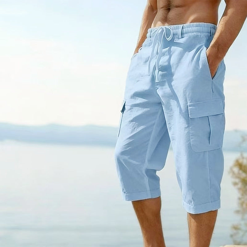 👖Pantalon capri cargo en lin mélangé pour homme🌬️ Léger, respirant et conçu pour le confort