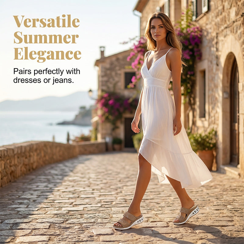 👡 Réapprovisionnement – dépêchez-vous ! Sandales pour femmes à talons compensés ornées de strass scintillants