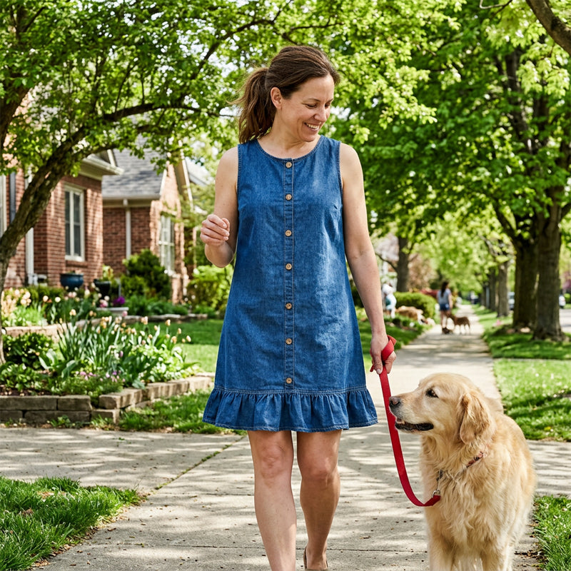 👗🌸  Robe sans manches en denim à ourlet à volants pour femme
