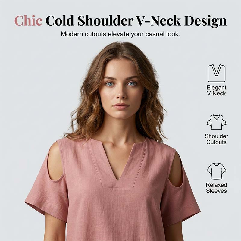 🔥Nouveautés et offres spéciales - Ensemble tunique et pantalon coupe décontractée, couleur unie