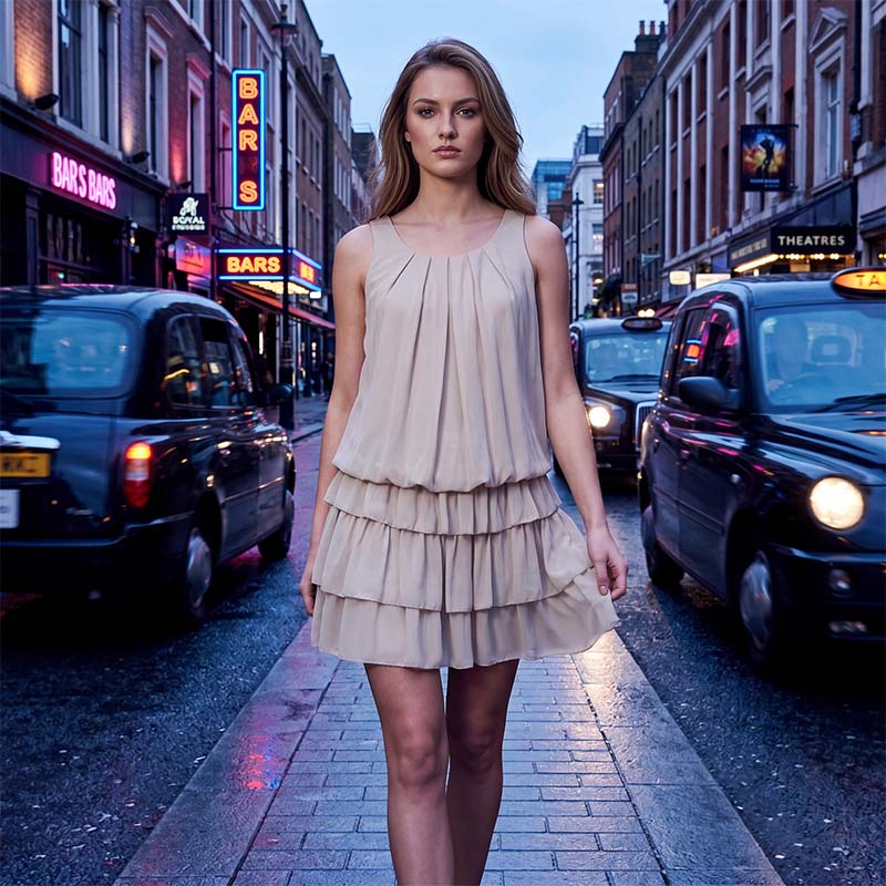 👗🌸Robe d'été à volants superposés et encolure en U pour femme