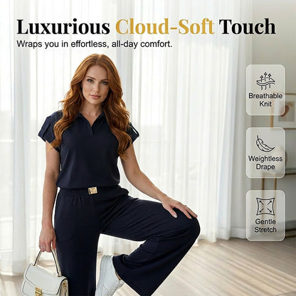 🔥👚 PROMO FLASH 50% ! Ensemble 2 Pièces Femme Décontracté – Haut + Pantalon Large, 2 Couleurs, Tailles S-5XL, Idéal Bureau & Voyage 🌸