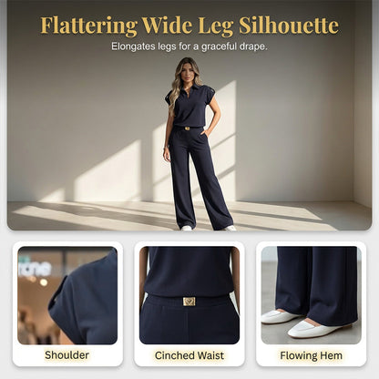 🔥👚 PROMO FLASH 50% ! Ensemble 2 Pièces Femme Décontracté – Haut + Pantalon Large, 2 Couleurs, Tailles S-5XL, Idéal Bureau & Voyage 🌸
