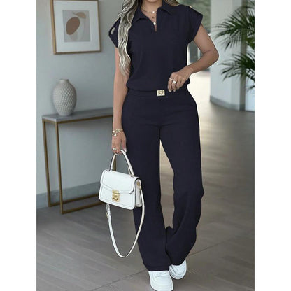 🔥👚 PROMO FLASH 50% ! Ensemble 2 Pièces Femme Décontracté – Haut + Pantalon Large, 2 Couleurs, Tailles S-5XL, Idéal Bureau & Voyage 🌸