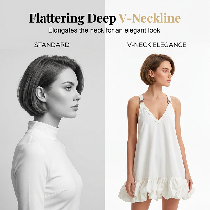 👗 Élégante robe d'été à col en V ✨ Robe de villégiature légère avec ourlet bouffant et bretelles réglables