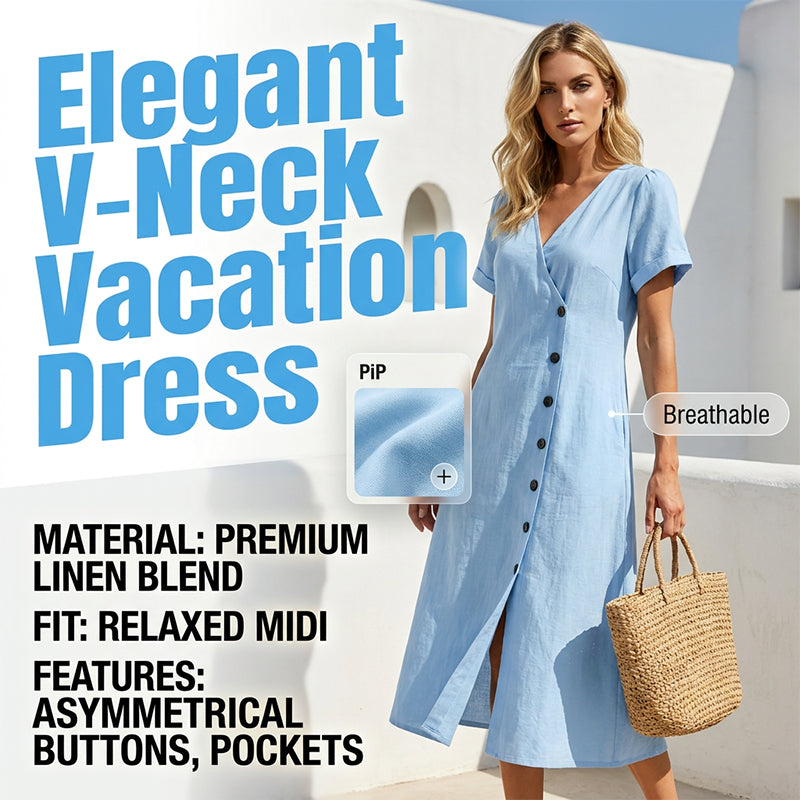 Robe midi boutonnée en tissu mélangé pour femme