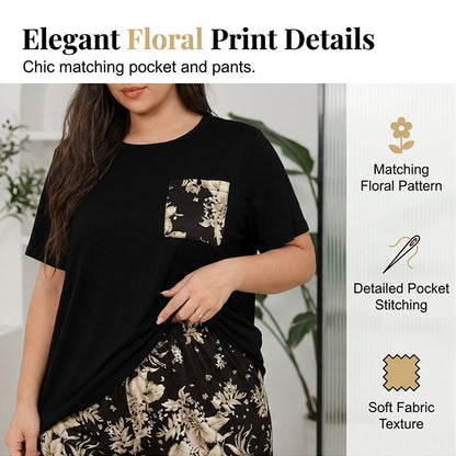 Ensemble haut décontracté à col rond et pantalon capri pour femme