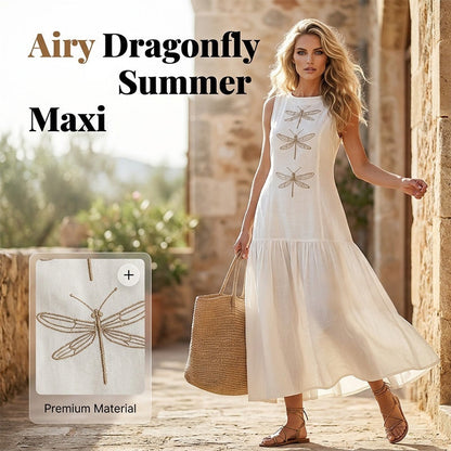 Robe ample sans manches à imprimé libellule pour femme