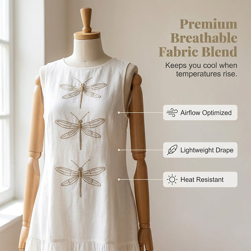 Robe ample sans manches à imprimé libellule pour femme