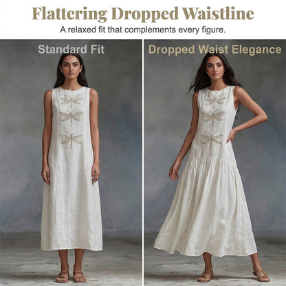 Robe ample sans manches à imprimé libellule pour femme