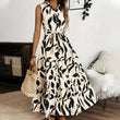 👗Sleeveless, collared, belted long dress, soft and comfortable
