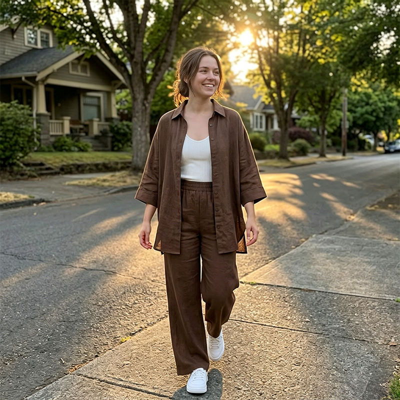 Women's casual shirt and trousers, two-piece set, comfortable and breathable✨