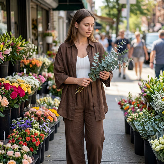 Women's casual shirt and trousers, two-piece set, comfortable and breathable✨