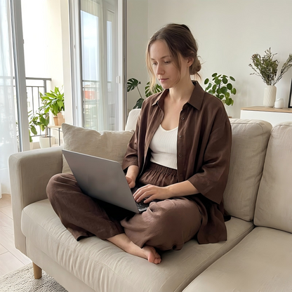 Women's casual shirt and trousers, two-piece set, comfortable and breathable✨
