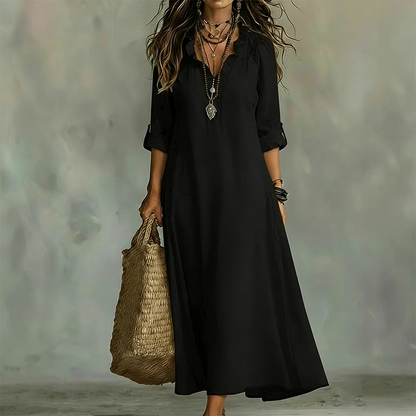 👗🌺 PROMO FLASH 50% ! Robe Maxi Bohème Col V Volanté – Fluide, Légère, 2 Couleurs, Tailles S-3XL, Idéale Été, Festival & Plage ✨