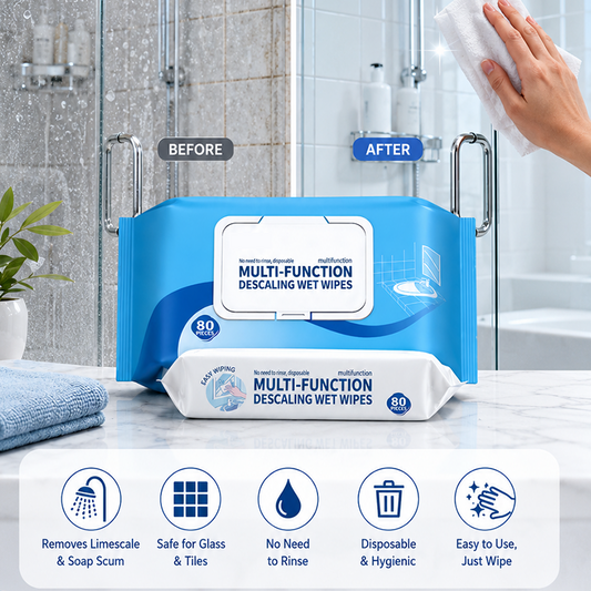 Lingettes nettoyantes détartrées multifonctions pour salle de bain