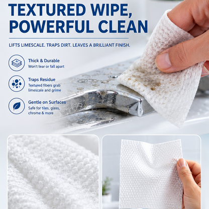 Lingettes nettoyantes détartrées multifonctions pour salle de bain