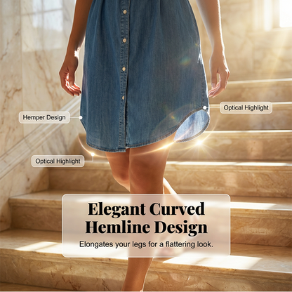 Robe-chemise en jean décontractée pour femme avec taille à cordon