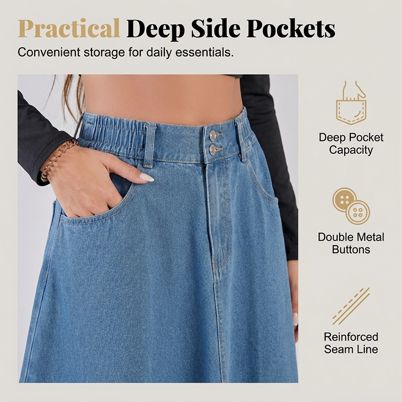 ❌ Encore aujourd'hui au prix promo – demain plein tarif ! Jupe en jean asymétrique et moulante, longueur midi