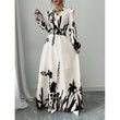 🌸 LIMITED-TIME 50% OFF! 💥 Women's Elegant Floral Printed Maxi Dress – V-Neck Tie, Cinched Waist, Ruffled Sleeves ✨