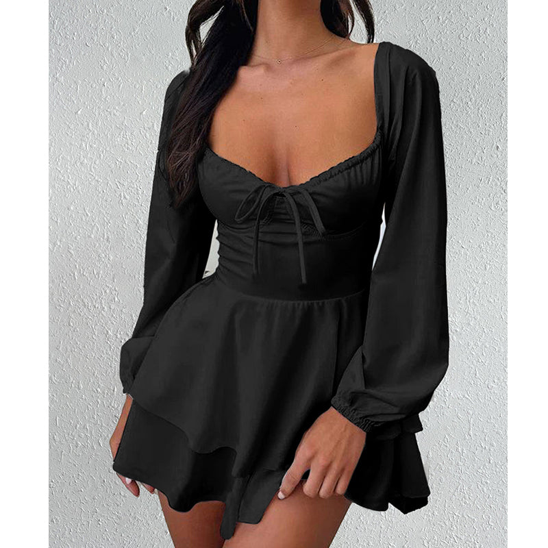 👗 LIMITED-TIME 50% OFF! 💥 Women's Sweetheart Neckline Skort Dress – Built-in Shorts, Open Back, Tiered Ruffle ✨