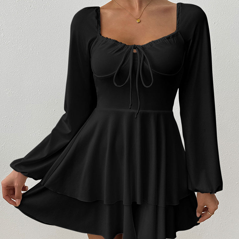👗 LIMITED-TIME 50% OFF! 💥 Women's Sweetheart Neckline Skort Dress – Built-in Shorts, Open Back, Tiered Ruffle ✨