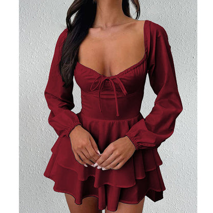 👗 LIMITED-TIME 50% OFF! 💥 Women's Sweetheart Neckline Skort Dress – Built-in Shorts, Open Back, Tiered Ruffle ✨