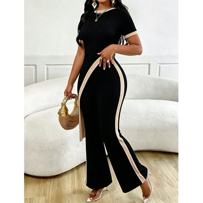 Ensemble haut à manches courtes et pantalon évasé pour femme