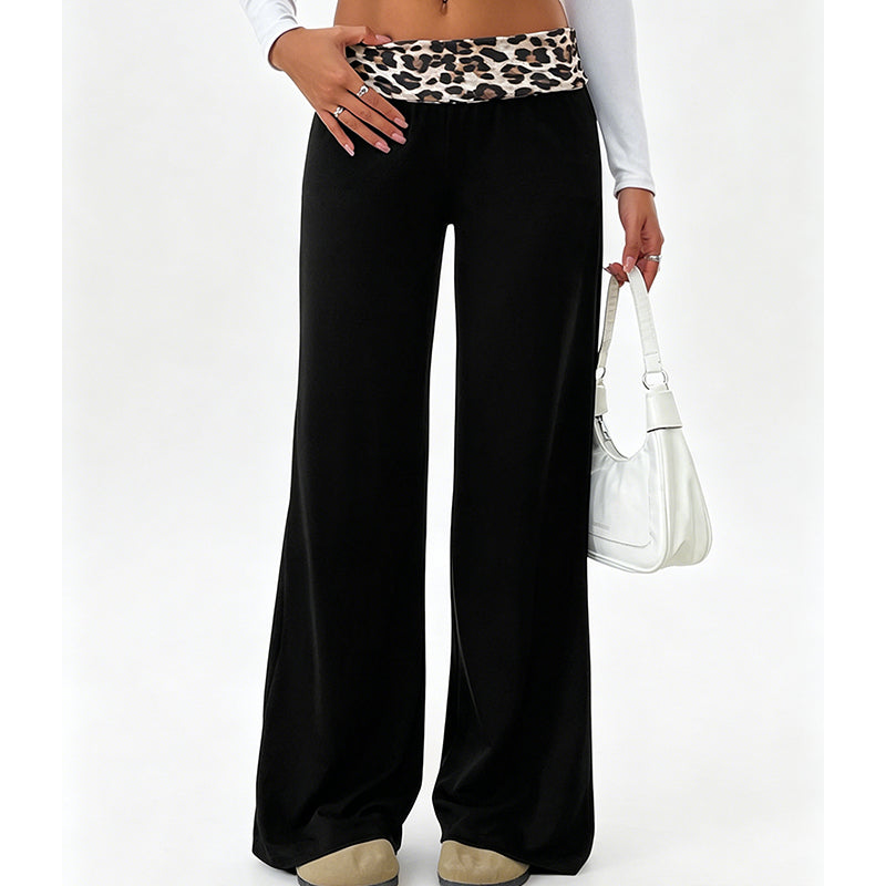 😍❤️ Pantaloni de yoga pentru femei, cu talie înaltă, cu imprimeu leopard și croi ușor evazat☁️